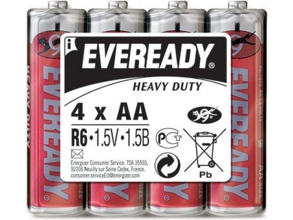 Energizer Eveready 4xAA, Engangsbatteri, AA, 4 stykker, Rød, Sylindriske