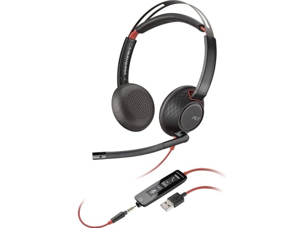 POLY Blackwire C5220, Langallinen, Toimisto/puhelukeskus, 20 - 20000 Hz, 164,2 g, Kuulokkeet, Musta, Punainen