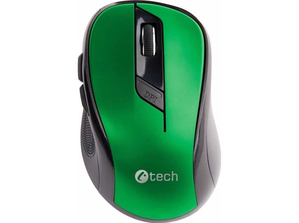 C-TECH WLM-02G, Høyre hendt, Optisk, RF kabel-fri, 1600 DPI, Sort, Grønn