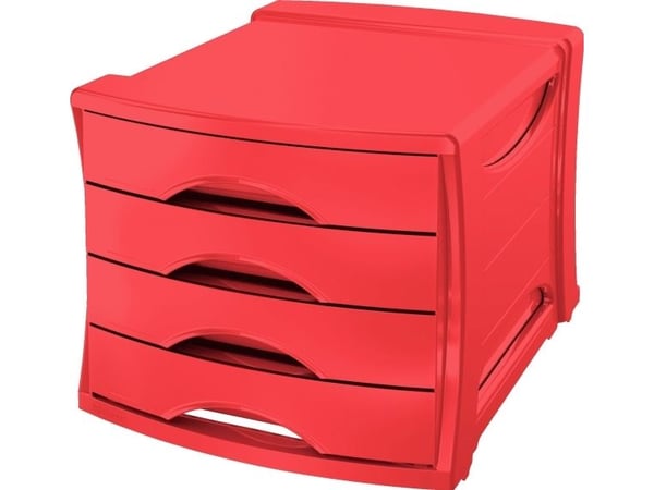 Esselte Europost VIVIDA - Skuffskap - 4 skuffer - for A4 (210 x 297 mm) - livlig rød