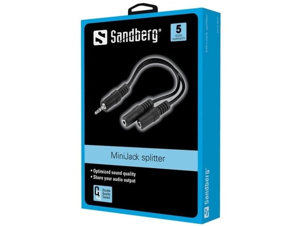 Sandberg - Audioadapter - mini-phone stereo 3.5 mm hunn til mini-phone stereo 3.5 mm hann - svart