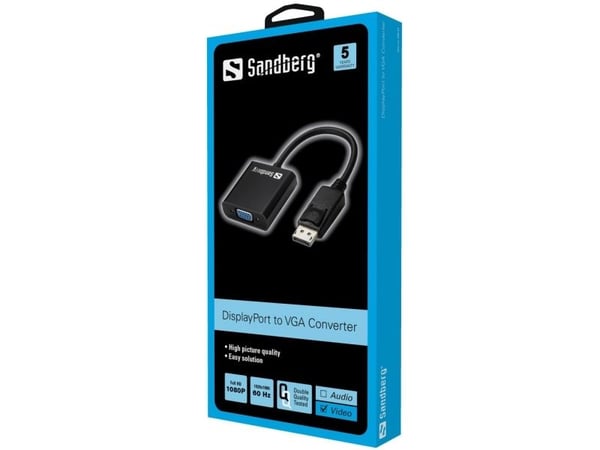 Sandberg Adapter DisplayPort>VGA - VGA-adapter - DisplayPort (hann) til HD-15 (VGA) (hunn)