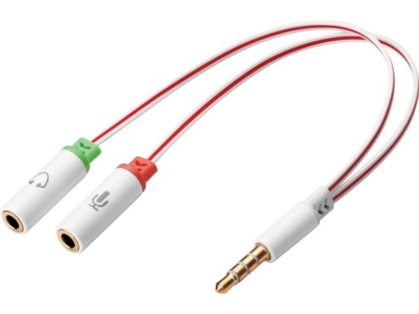Sandberg Headset Converter - Hodesettadapter - 4-polsminijakk hann til mini-phone stereo 3.5 mm hunn - for Apple iPad/iPhone/iPod