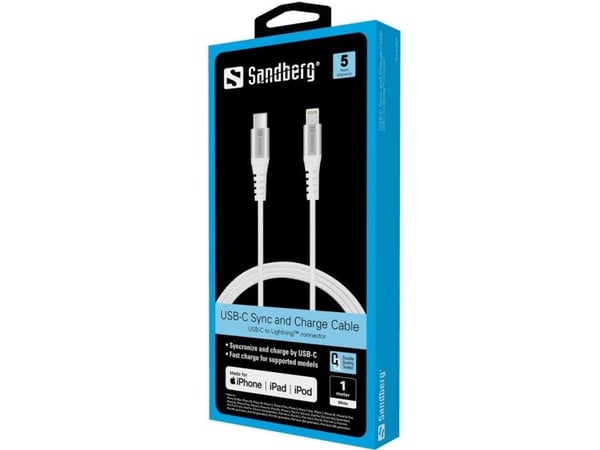 Sandberg - Lightning-kabel - Lightning han til 24 pin USB-C han - 1 m