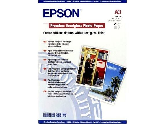 Epson Premium - Halvblank - A3 (297 x 420 mm) - 251 g/m² - 20 ark fotopapir - for SureColor SC-P700, P7500, P900, T2100, T3100, T3405, T5100, T5400...