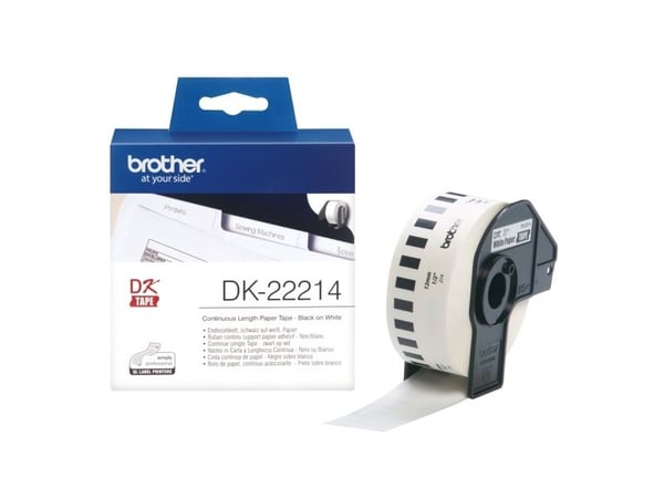 Brother DK-22214 - Vit - Rulle (1,2 cm x 30,5 m) termiskt papper - för Brother QL-1050, QL-500, QL-550, QL-560, QL-570, QL-600, QL-650, QL-710, QL-...