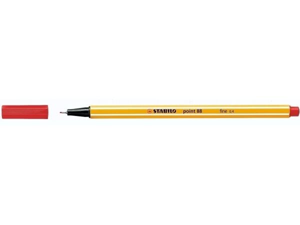 Fineliner Stabilo Point 88 rød 0,4 mm - (10 stk.)