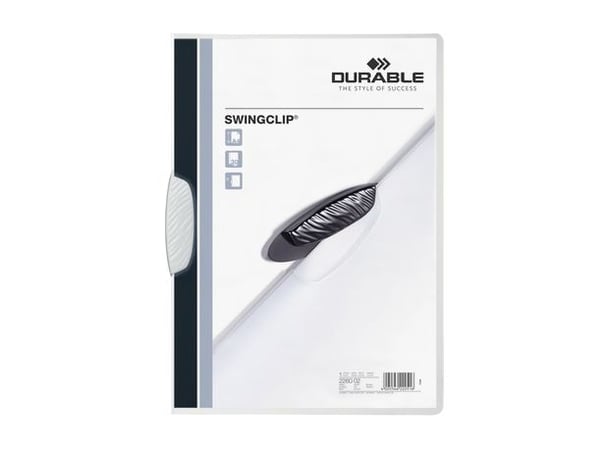DURABLE SWINGCLIP - Klipsfil - for A4 (210 x 297 mm) - kapasitet: 30 ark - transparent med hvit klips