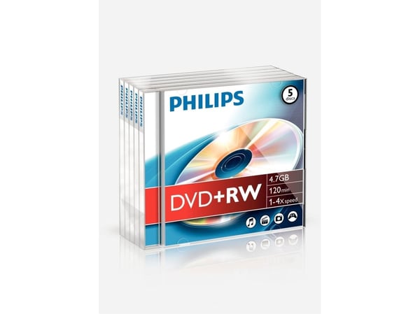 Philips DW4S4J05F - 5 x DVD+RW - 4.7 GB (120 min) 1x - 4x - CD-eske