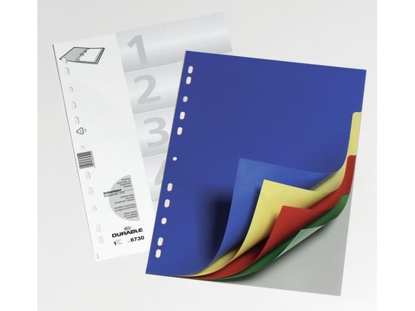Durable 6730-27, Blank faneindeks, Polypropylen (PP), Flerfarget, Portrett, A4, 2, 3, 4, 6