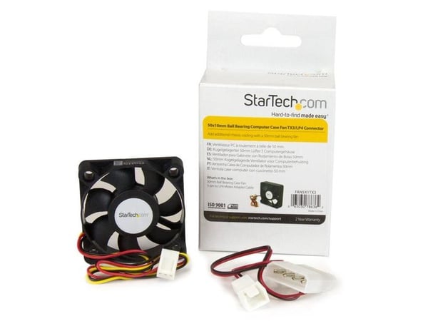 Startech 50x10mm Replacement Ball Bearing Computer Case Fan TX3/LP4 Connector - 3 pin case Fan - TX3 Fan - 50mm Fan (FAN5X1TX3) - Systemviftesett -...