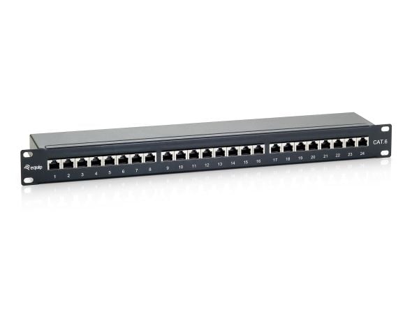 Equip 326424, RJ-45, Kulta, Cat6, Musta, Telinekiinnitys, 1U