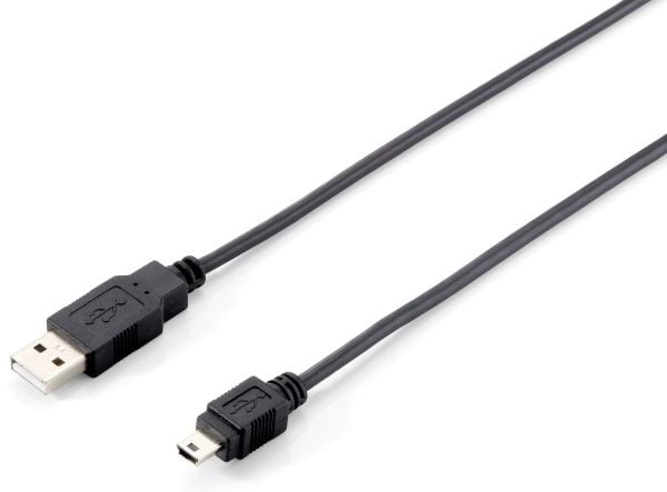 Equip 128521, 1,8 m, USB A, Mini-USB B, USB 2.0, Hankjønn/hankjønn, Sort
