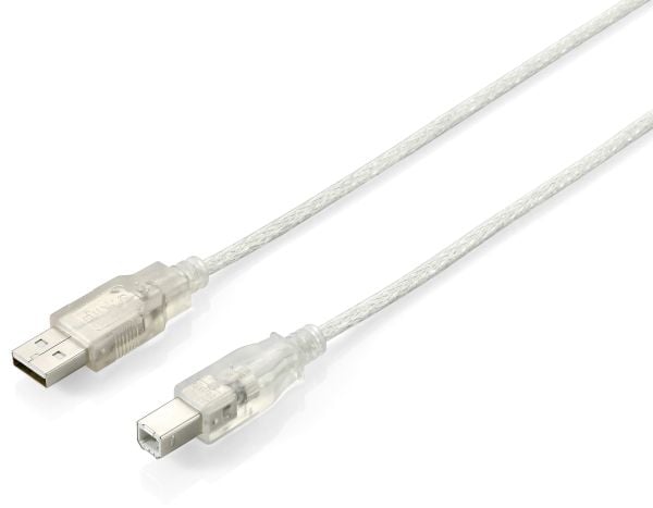 Equip 128653, 1 m, USB A, USB B, USB 2.0, Uros/uros, Hopea, Läpinäkyvä