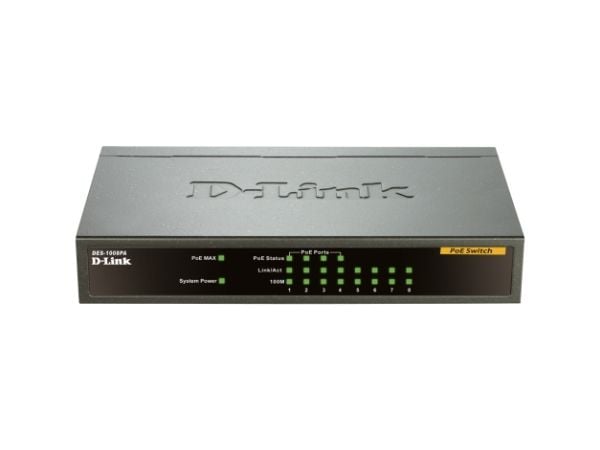 D-Link DES-1008PA, Hallitsematon, Fast Ethernet (10/100), Power over Ethernet -tuki