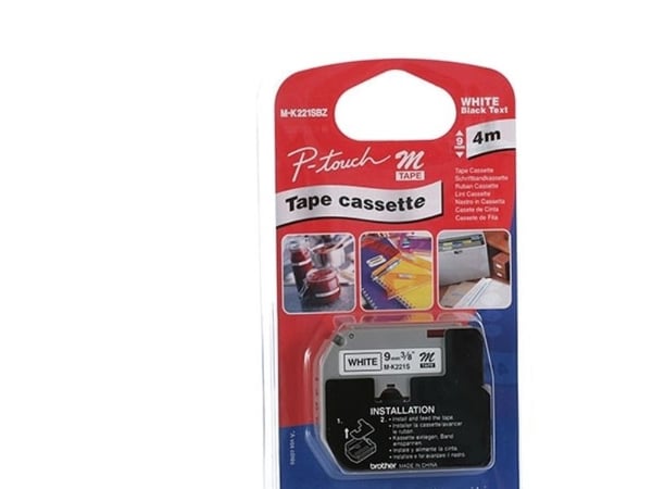 Brother M-K221SBZ - Svart på hvitt - Rull (0,9 cm x 4 m) 1 kassett(er) ulaminert teip - for P-Touch PT-55, PT-65, PT-75, PT-80, PT-85, PT-BB4