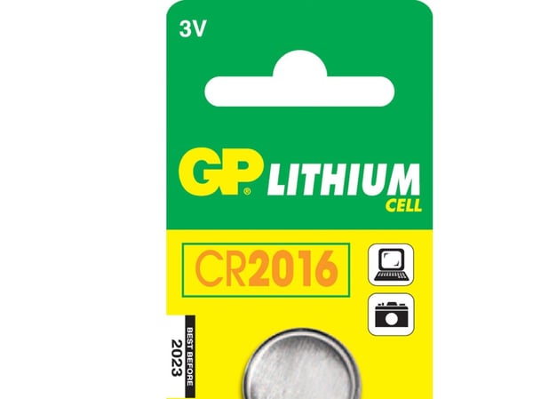 GP Batteries Lithium Cell CR2016, Kertakäyttöinen akku, CR2016, Litium, 3 V, 1 kpl, Ruostumaton teräs