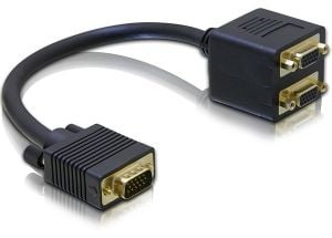 Delock - VGA-adapter - HD-15 (VGA) (hane) till HD-15 (VGA) (hona) - 20 cm