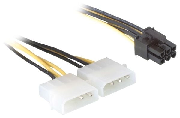 Delock - Strömkabel - 6-stifts PCIe-ström (hona) till 4 pin intern effekt (hane) - 15 cm