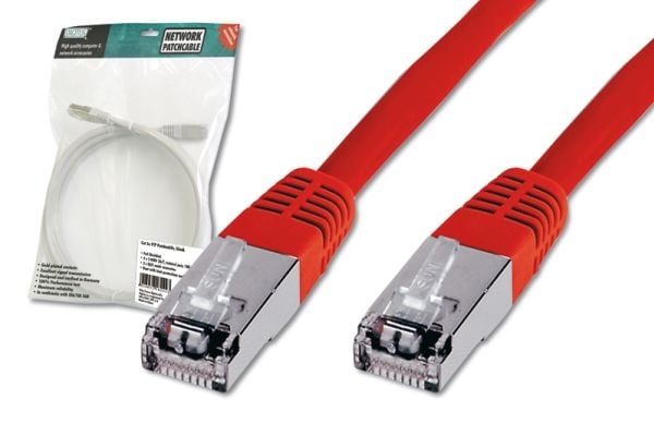 DIGITUS Premium - Patch-kabel - RJ-45 (hane) till RJ-45 (hane) - 1 m - SFTP - CAT 5e - startad - röd