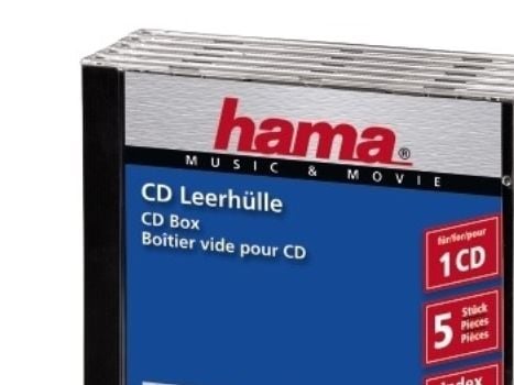 Hama CD Jewel Case Standard, Pack 5, C-shell-kotelo, 1 levyt, Musta, Läpinäkyvä, Polystyreeni, 140 mm, 10,4 mm