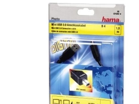 Hama USB 2.0 Cable USB-A Plug - mini USB-B Plug (B4), 1.8 m, 1,8 m, USB A, Mini-USB B, 0,48 Gbit/s, musta