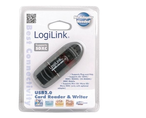 LogiLink Cardreader USB 2.0 Stick external for SD/MMC, Sort, 480 Mbit/s, USB 2.0