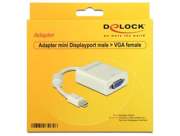 Delock - VGA-adapter - Mini DisplayPort (hann) til HD-15 (VGA) (hunn) - 18 cm