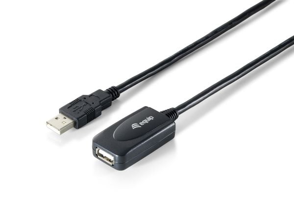 Equip 133336, 5 m, USB A, USB A, USB 2.0, Hanstik/Hunstik, Sort