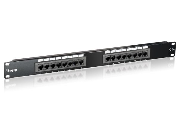 Equip 235316, RJ-45, Gull, Cat5e, Sort, Rackmontering, 1U