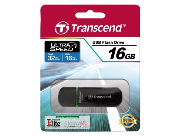 Transcend JetFlash 600, 16 GB, USB A-tyyppi, 2.0, 32 MB/s, Suojus, Musta