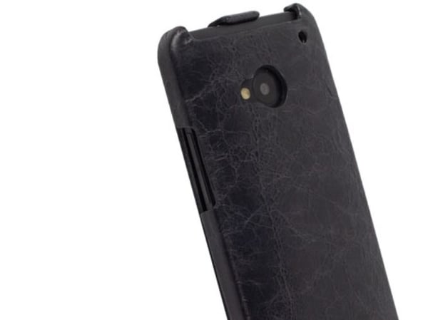Krusell Tumba Slimcover - Beskyttende deksel for mobiltelefon - lær - årgangssvart - for HTC One