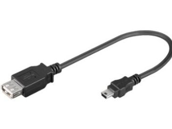Goobay 95006, 0,2 m, USB A, Mini-USB B, USB 2.0, Hankjønn/hunkjønn, Sort