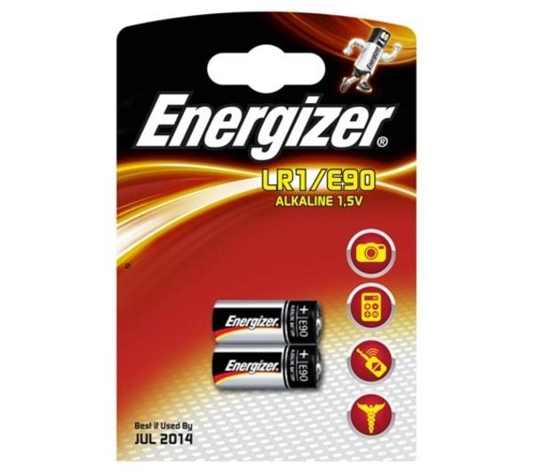 Energizer E90, Alkaline, 1,5V, 1000 mAh, 9,2g (0.325 ounce), 1,27 cm (0.5")