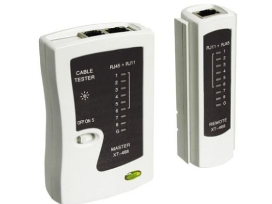 Goobay 68856, RJ-11, RJ-12, RJ-45, Kortslutningstestning, LED, Vit, 105 mm, 29 mm