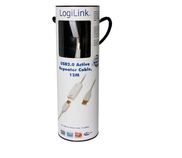 LogiLink 12m USB 2.0, 12 m, USB A, USB A, Hane/Hona, 0,48 Gbit/s, Vit