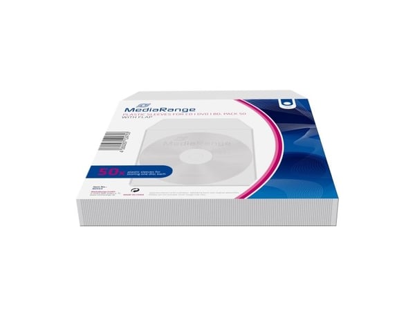 MediaRange - CD/DVD-muffe - kapasitet: 2 CD/DVD - gjennomsiktig (en pakke 50)