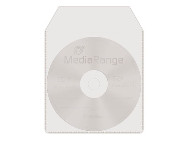 MediaRange - CD/DVD-muffe - kapasitet: 2 CD/DVD - gjennomsiktig (en pakke 50)
