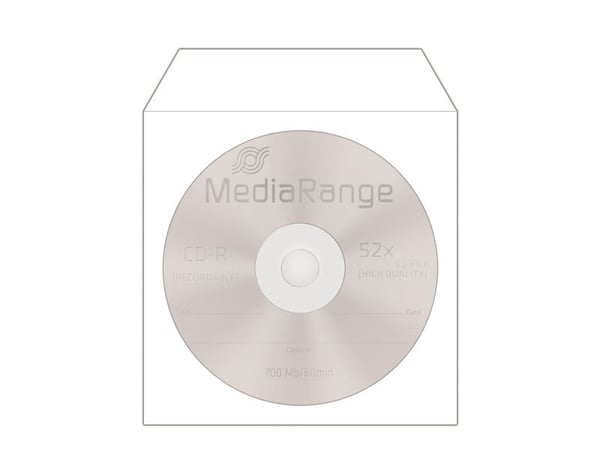 MediaRange Retailpack 50 CD Paperbag with Flagwindow - CD/DVD-muffe - kapasitet: 1 CD/DVD - hvit