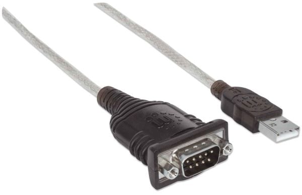 Manhattan 205153, Svart, Gjennomsiktig, 0,45 m, USB A, Serial/COM/RS232/DB9, Hankjønn, Hankjønn