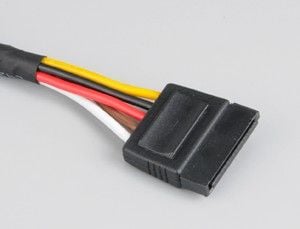 Akasa - Jatkojohto virtalähteelle - SATA-virta (uros) SATA-virta (naaras) - 30 cm - musta metalliverkko