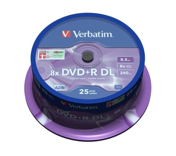 Verbatim - 25 x DVD+R DL - 8.5 GB 8x - matt silver - spindel