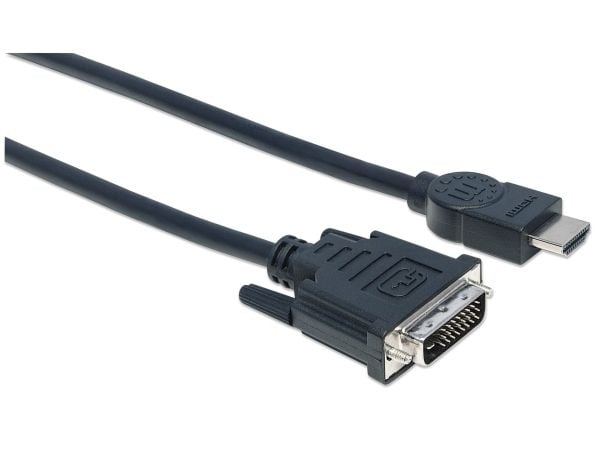 Manhattan 372510, 3 m, HDMI Type A (Standard), DVI-D, Hankjønn, Hankjønn, Rett