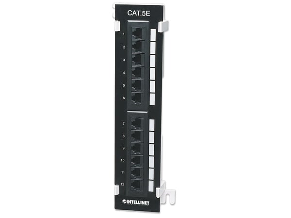 Intellinet 162470, IEEE 802.3, IEEE 802.3ab, IEEE 802.3u, 10/100/1000BASE-T(X), Gigabit Ethernet, Cat5e, Cat6a, Sort, Rackmontering