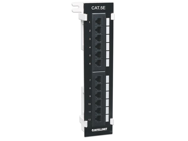 Intellinet 162470, IEEE 802.3, IEEE 802.3ab, IEEE 802.3u, 10/100/1000BASE-T(X), Gigabit Ethernet, Cat5e, Cat6a, Sort, Rackmontering
