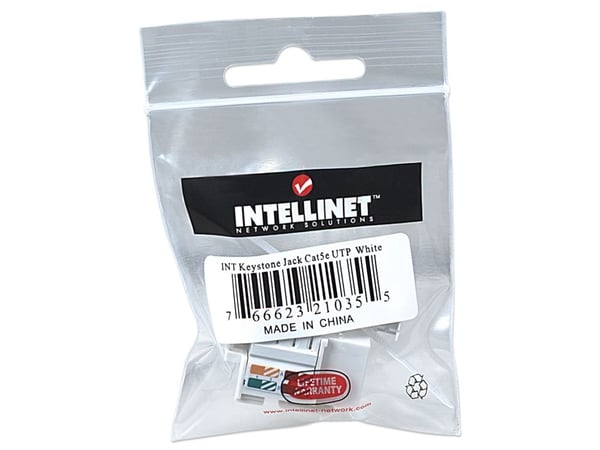 Intellinet 210355, Tasainen, Valkoinen, RJ-45, Naaras, 22/26, Cat5e