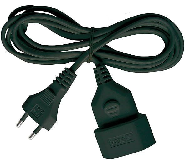 brennenstuhl H03VVH2-F 2x0.75 - Jatkojohto verkkovirralle - IEC 60906-1 (naaras) - Europlug (uros) - 5 m - litteä - musta