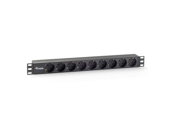 Equip 333282, 1U, Horisontal, Plast, Sort, 9 AC-utganger, 1,8 m