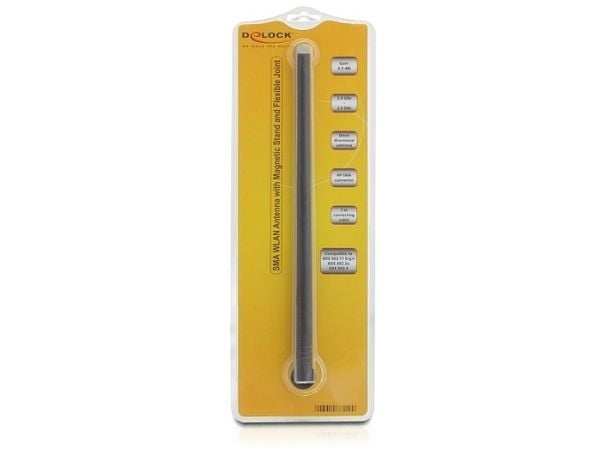 Delock SMA WLAN Antenna with Magnetic Stand and Flexible Joint 6.5 dBi - Antenne - Wi-Fi - 6.5 dBi - rundtstrålende