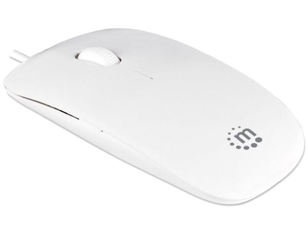 Manhattan 177627, Ambidextrous, Optisk, USB Type-A, 1000 DPI, Vit